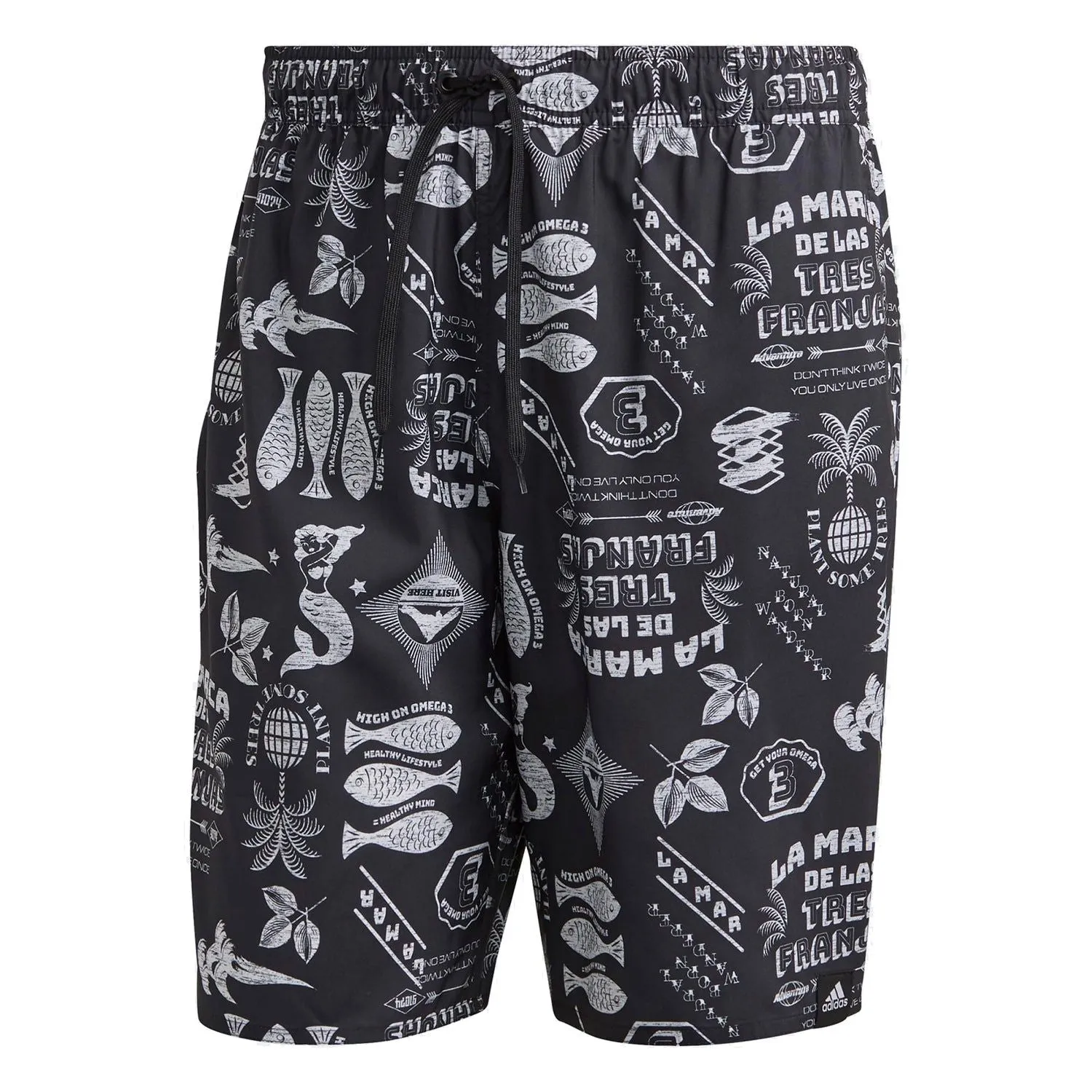 adidas Classic-Length Graphic Swim Shorts - Black