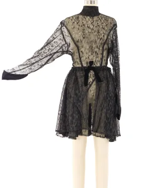 Alaia Sheer Lace Fit and Flare Dress