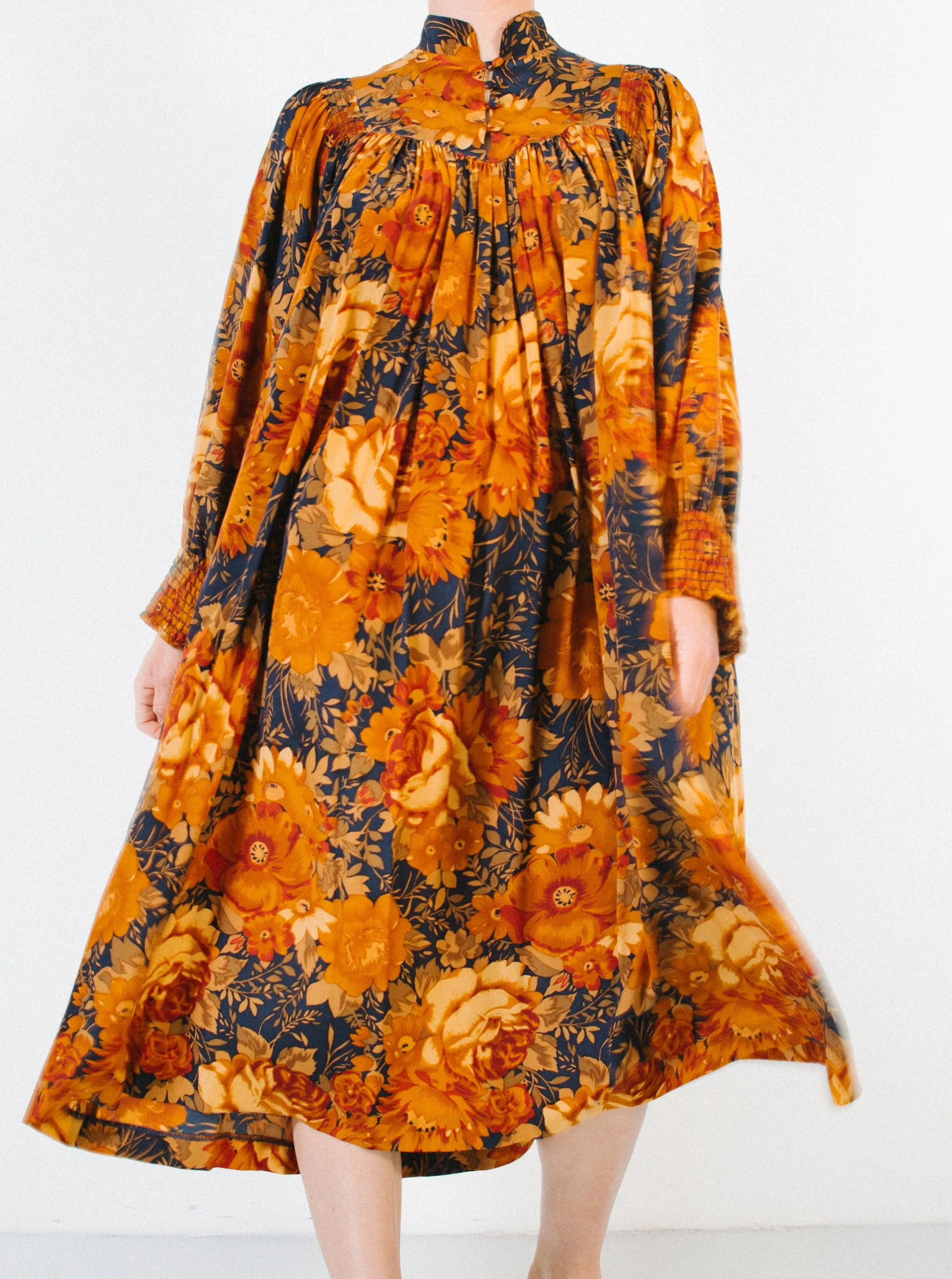 Autumnal Floral Silk Dress