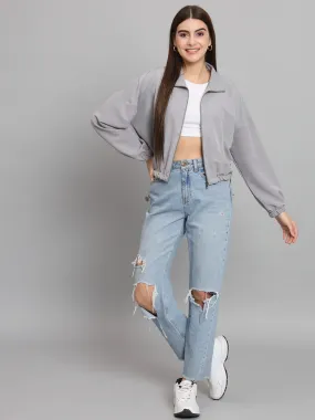 BAGGY CROP JACKET-GREY