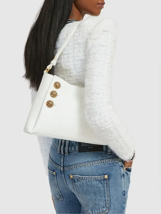 Balmain   Emblème grained leather shoulder bag 