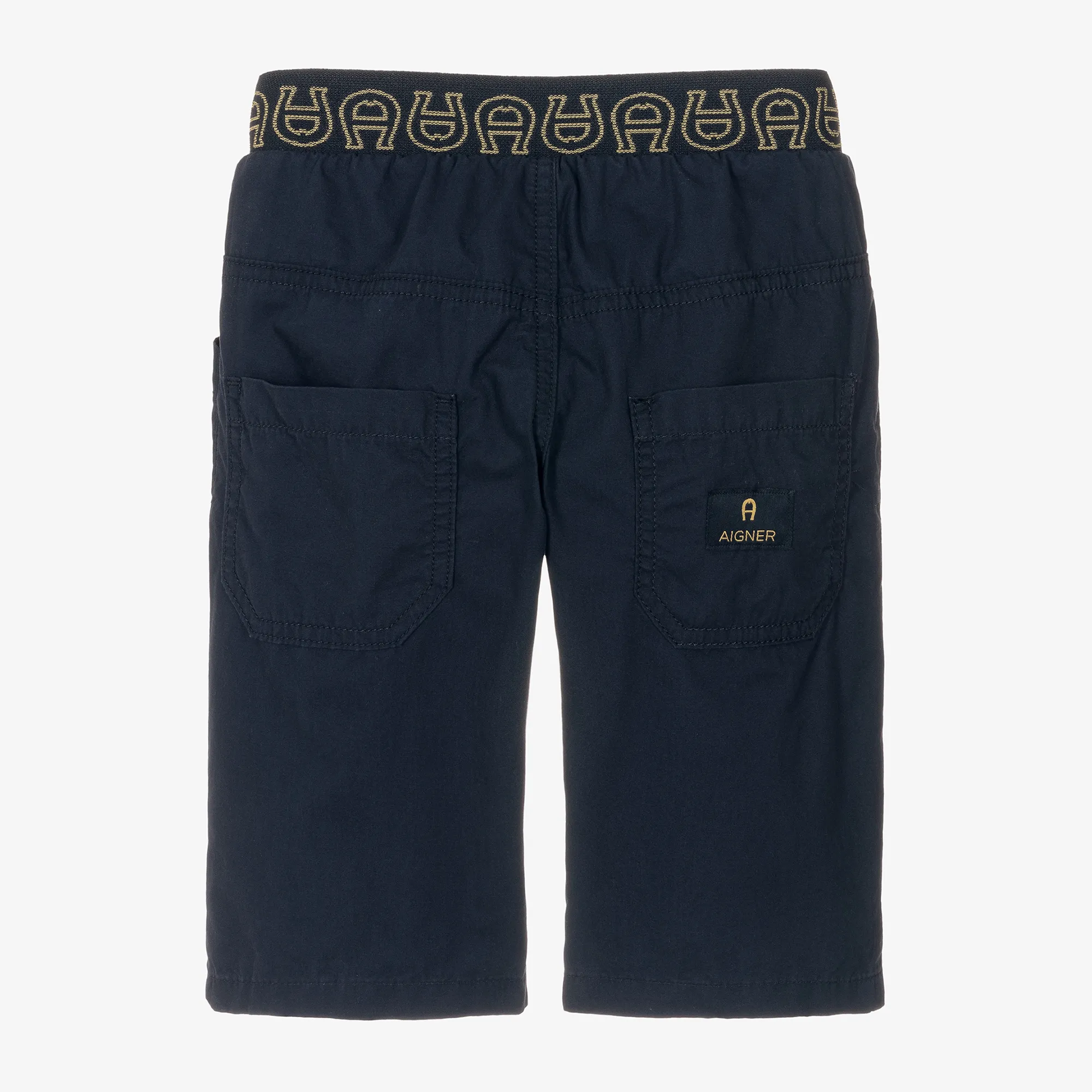 Boys Navy Blue Embroidered Cotton Shorts