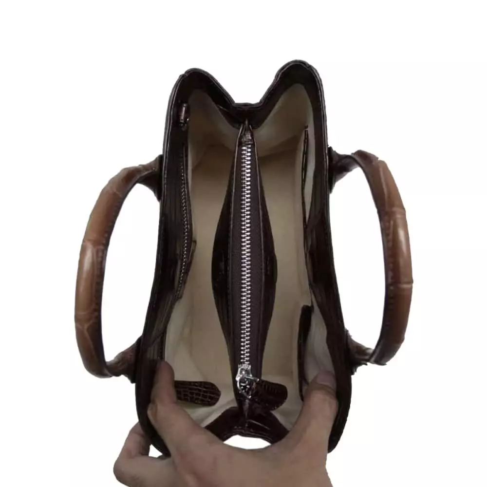 --Caddy crocodile belly leather handbag-