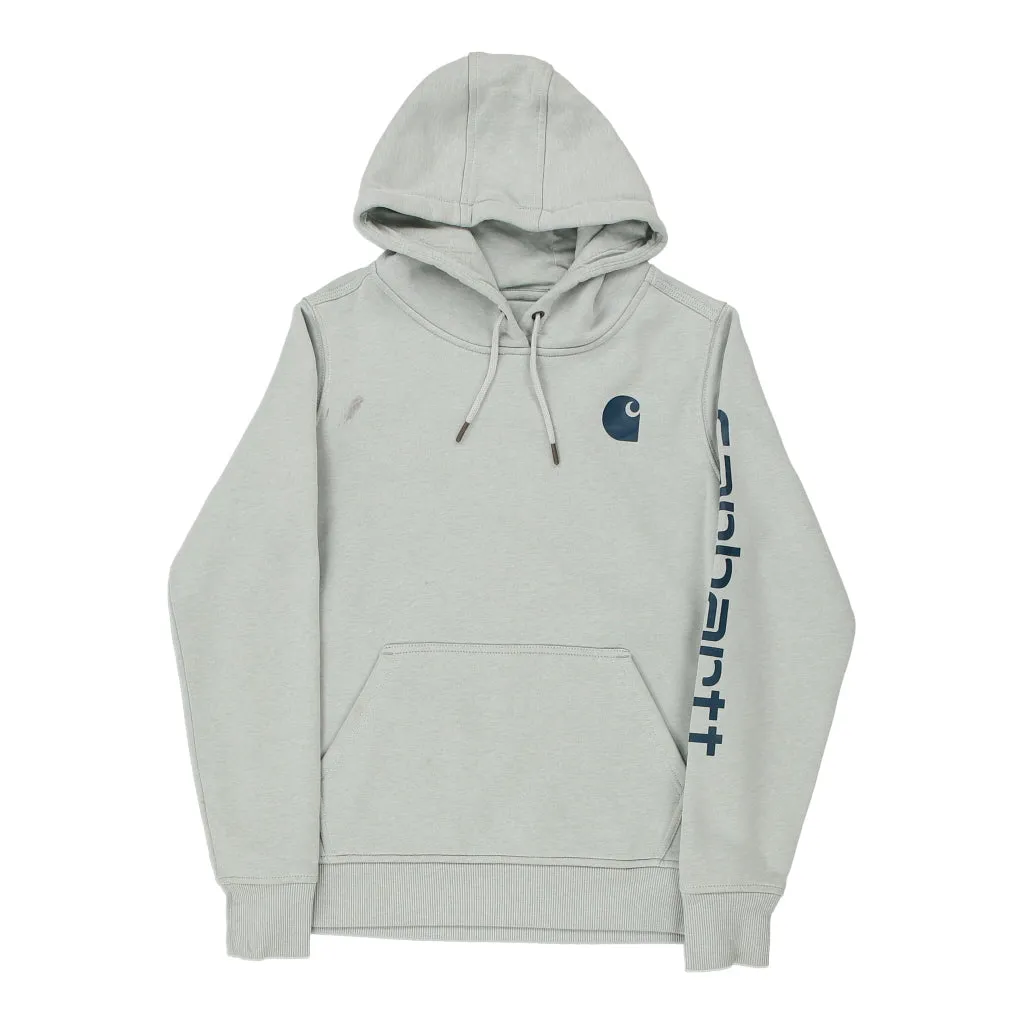 Carhartt Spellout Hoodie - Small Green Cotton Blend