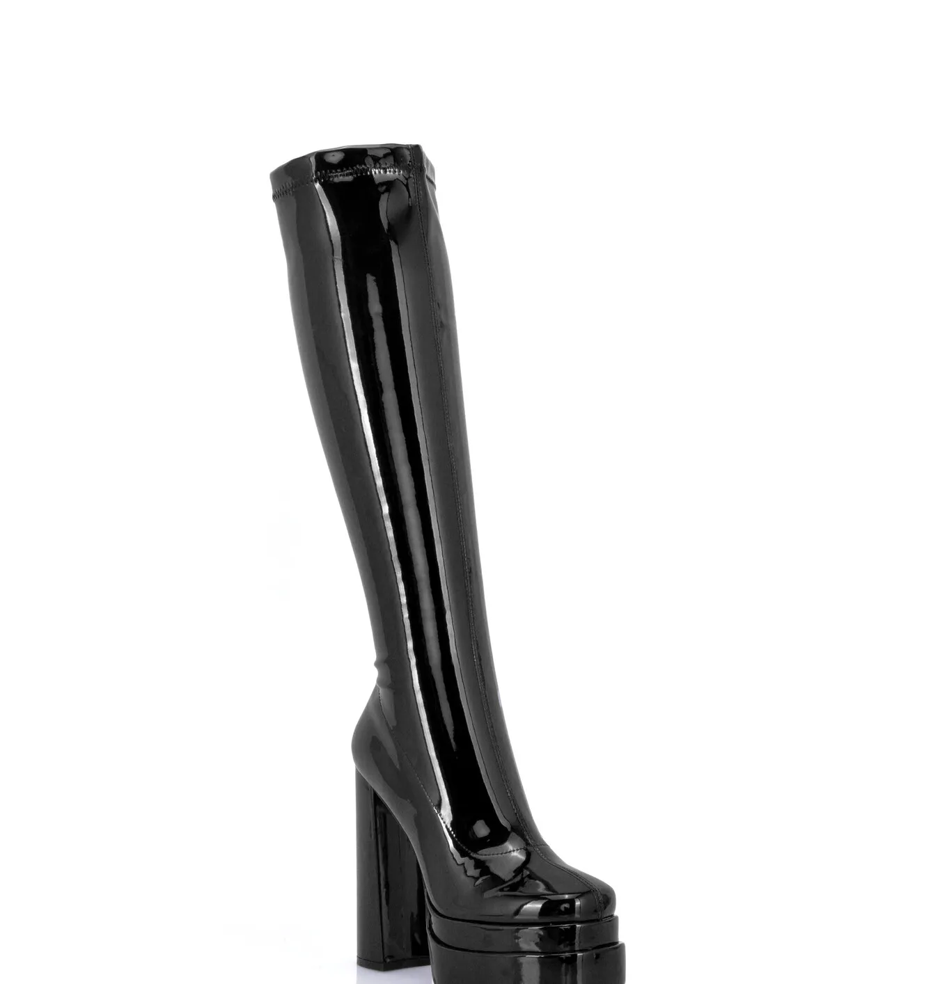 Caruso platform knee boots - black shiny