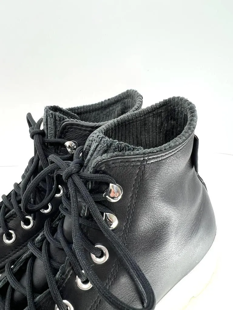 CONVERSE CHUCK TAYLOR LEATHER HI-TOP THICK SOLE SNEAKERS