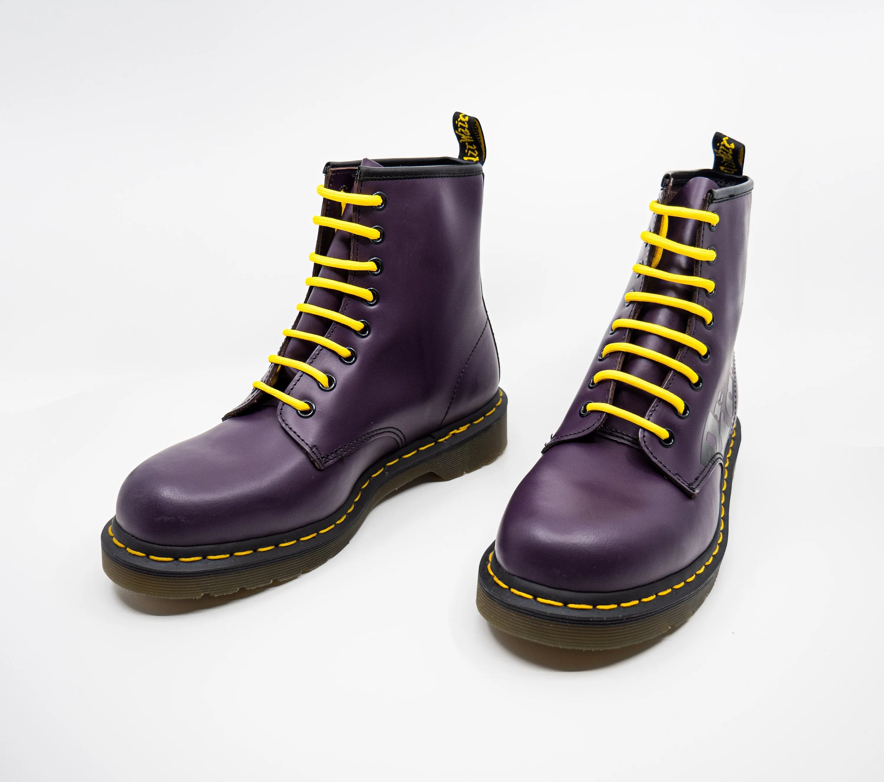 Dr Martens Boots, Size UK4-7, Purple Boots, Women's Leather Boots / Logo Printed, 8 eye Boots