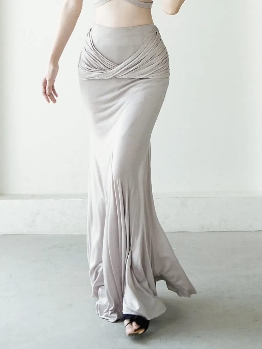 Drape Elegant Nichi Tight Stretch Tops＆Long-Skirt