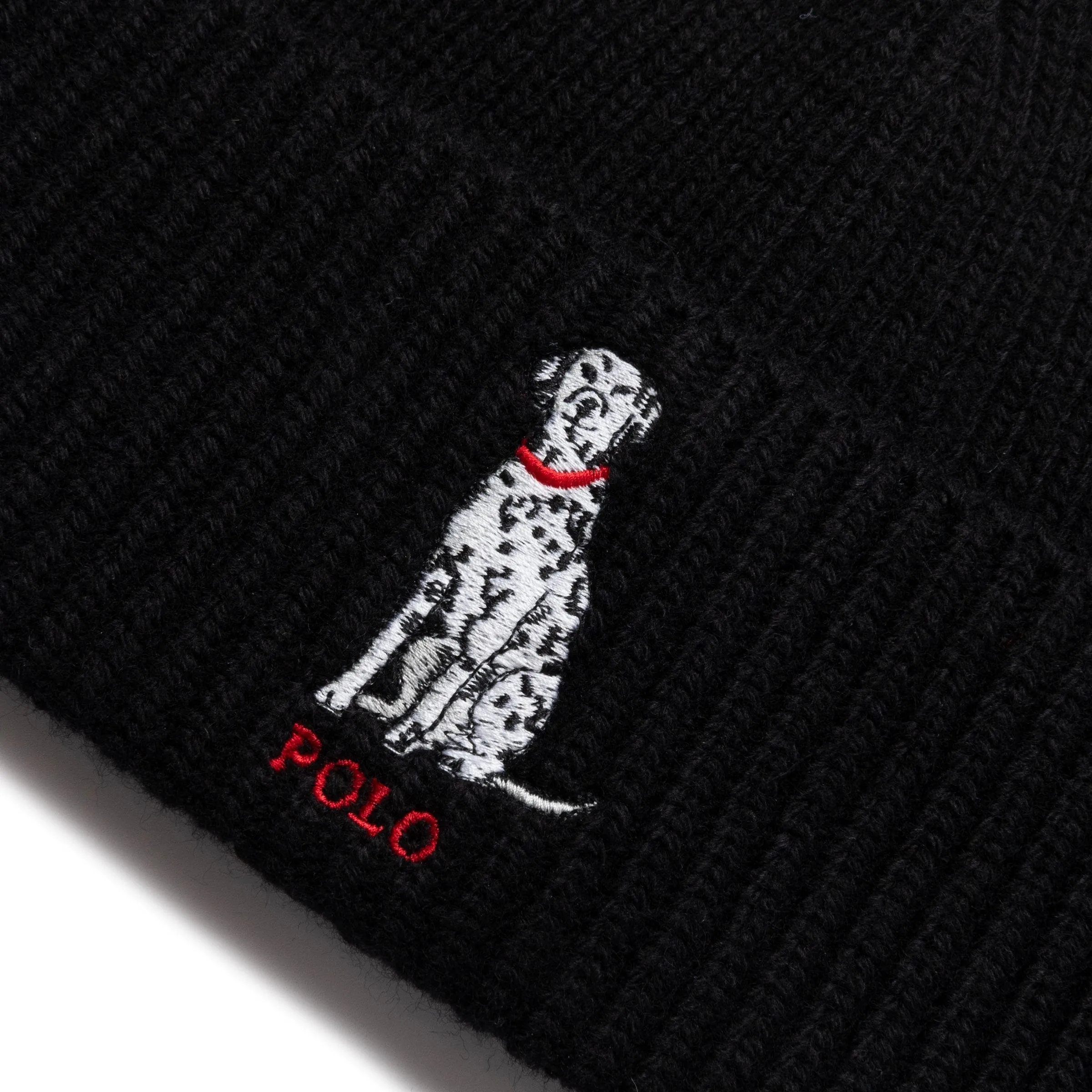 EMBROIDERED DALMATIAN BEANIE POLO BLACK | Bodega