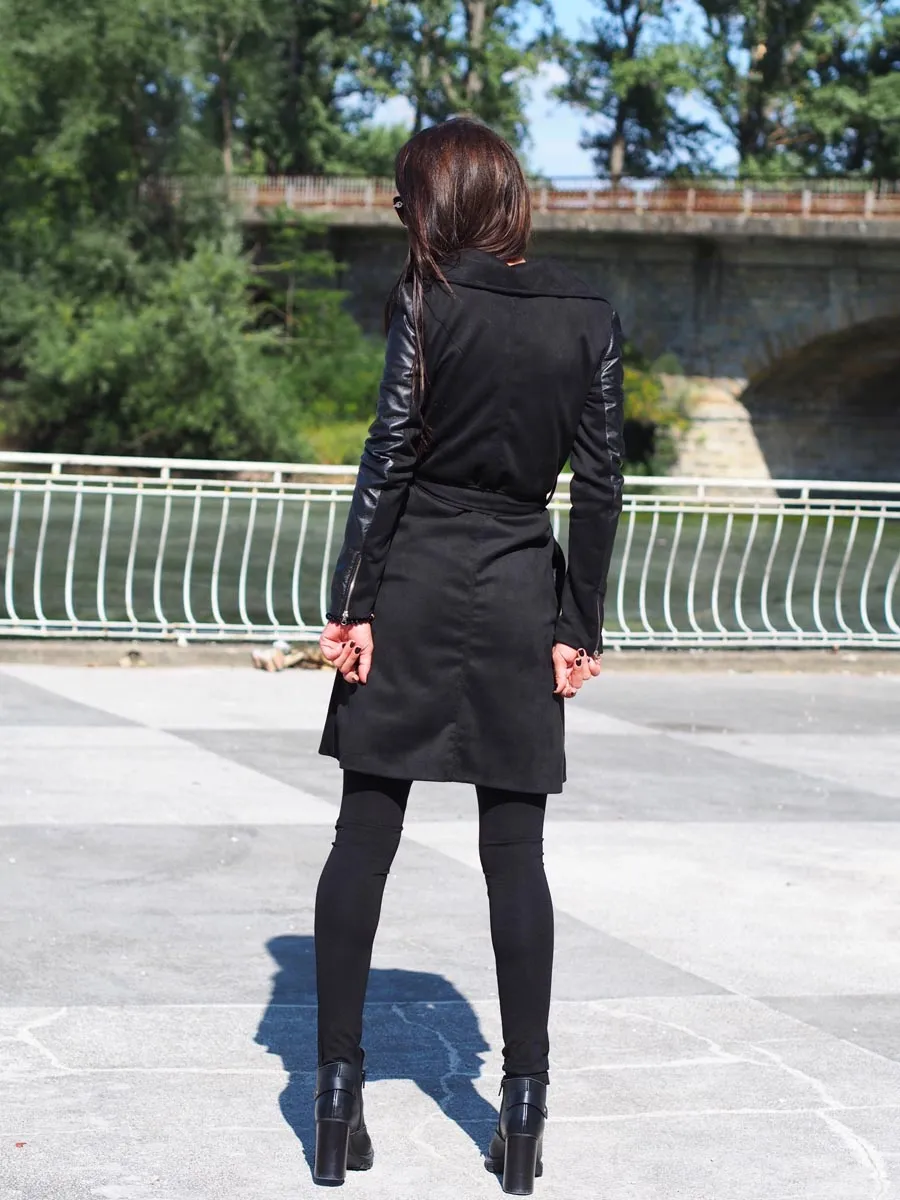 Extravagant long coat,Women trench coat,Black Long coat, Women leather coat, Black long coat women,Trench coat Women