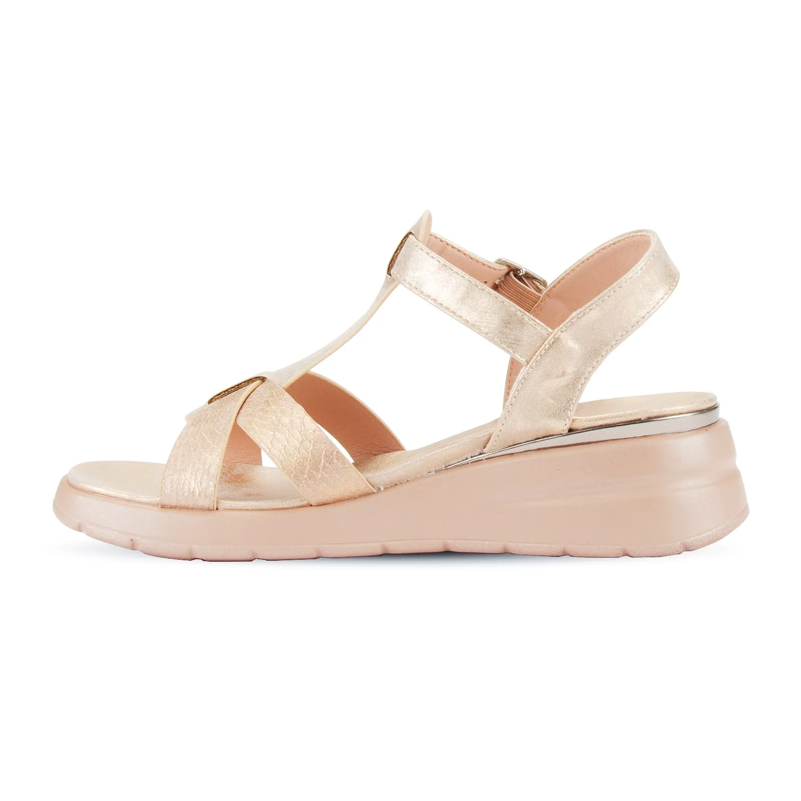 Fawn women's shiny cross strap platform sandal