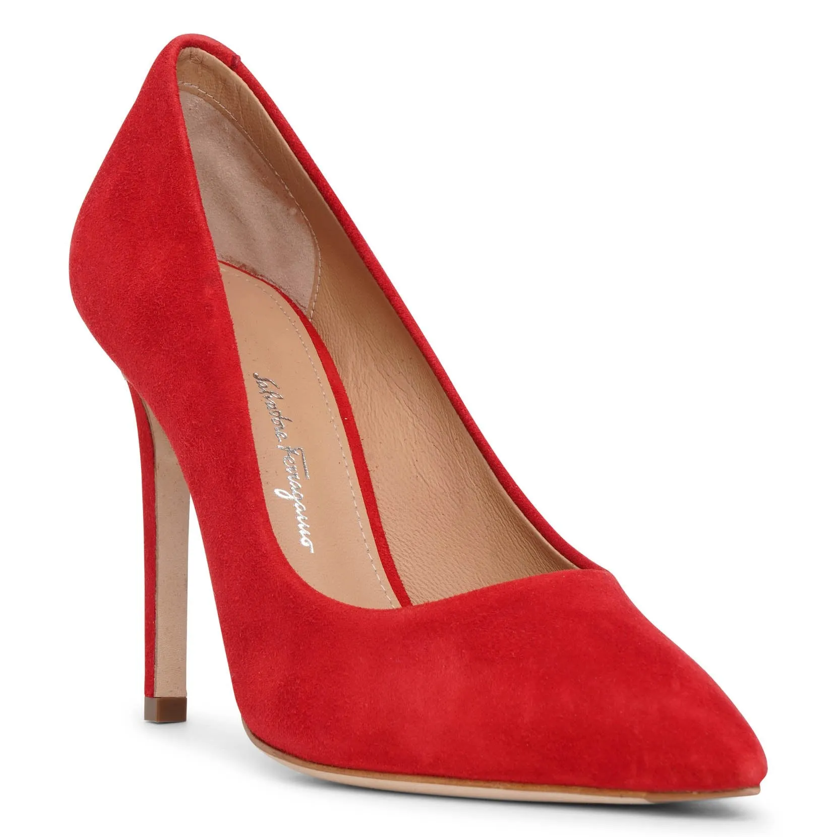 Ferragamo Lipstick 105 suede pumps