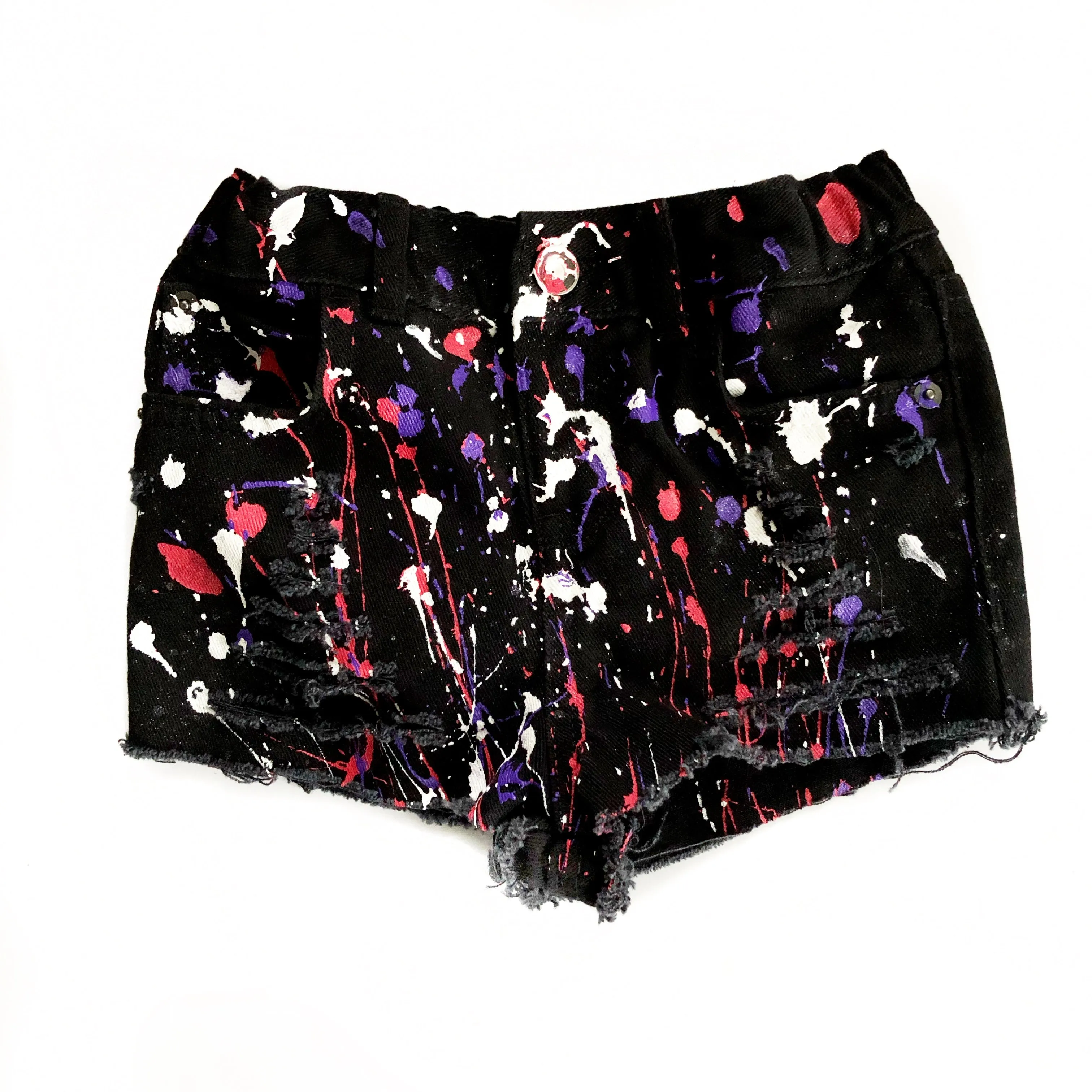 I HEART YOU Paint Splattered Shorties and Boy Cutoffs