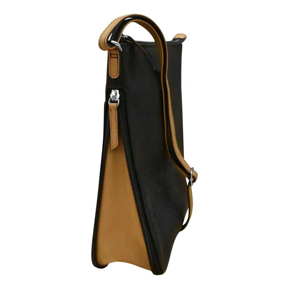 ili New York Expandable Black/Camel Crossbody Bag