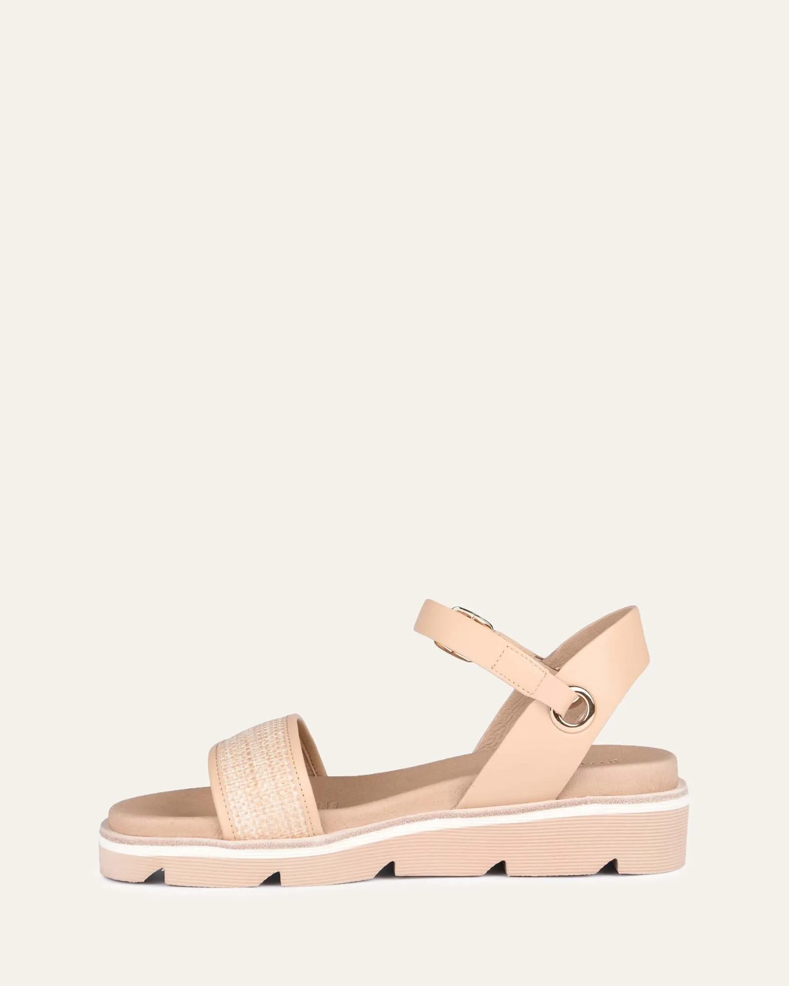 Illusion flat wedge sandals natural raffia