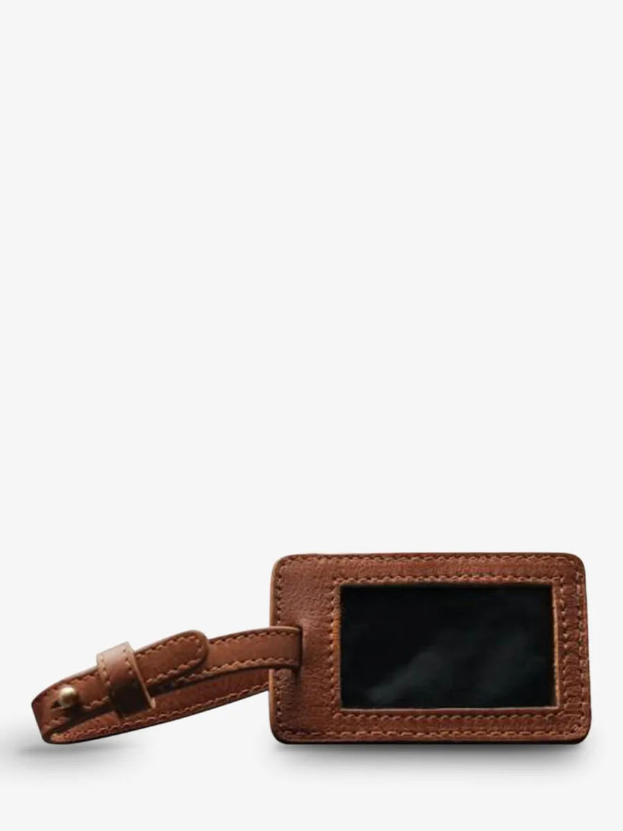 leather luggage tag Brown - L'Étiquette Bagage Jules Tobacco | PAUL MARIUS
