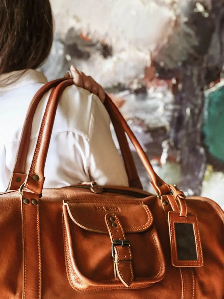 leather luggage tag Brown - L'Étiquette Bagage Jules Tobacco | PAUL MARIUS