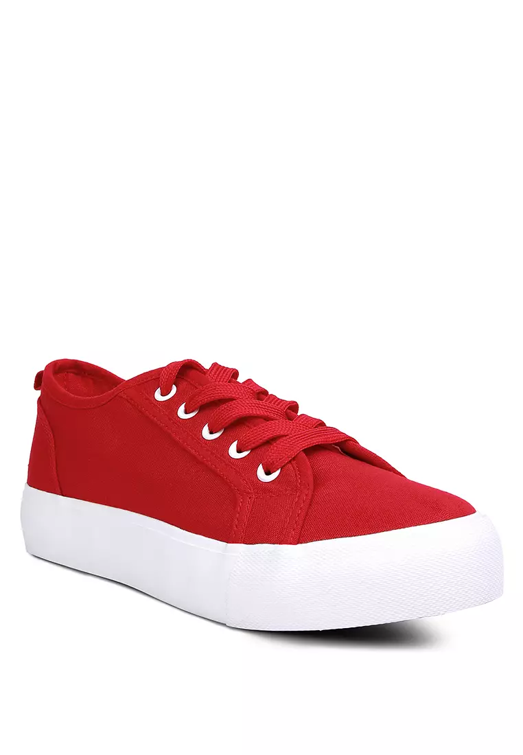 London Rag Knitted Red Platform Sneakers