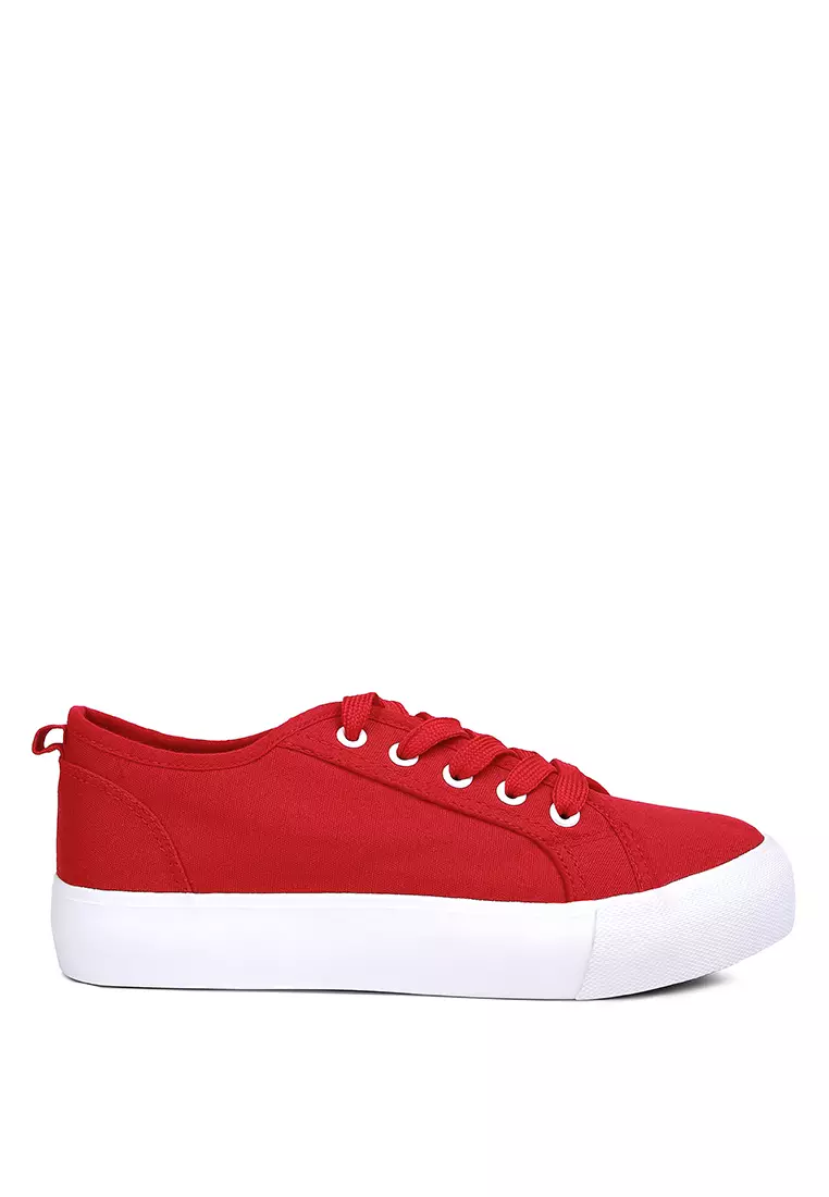 London Rag Knitted Red Platform Sneakers