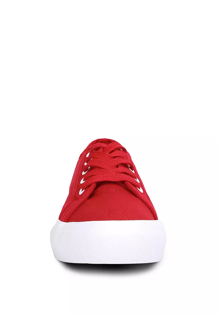 London Rag Knitted Red Platform Sneakers