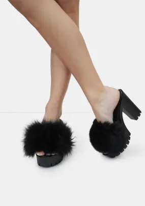 Night Totally Buggin Feather Platform Heels-