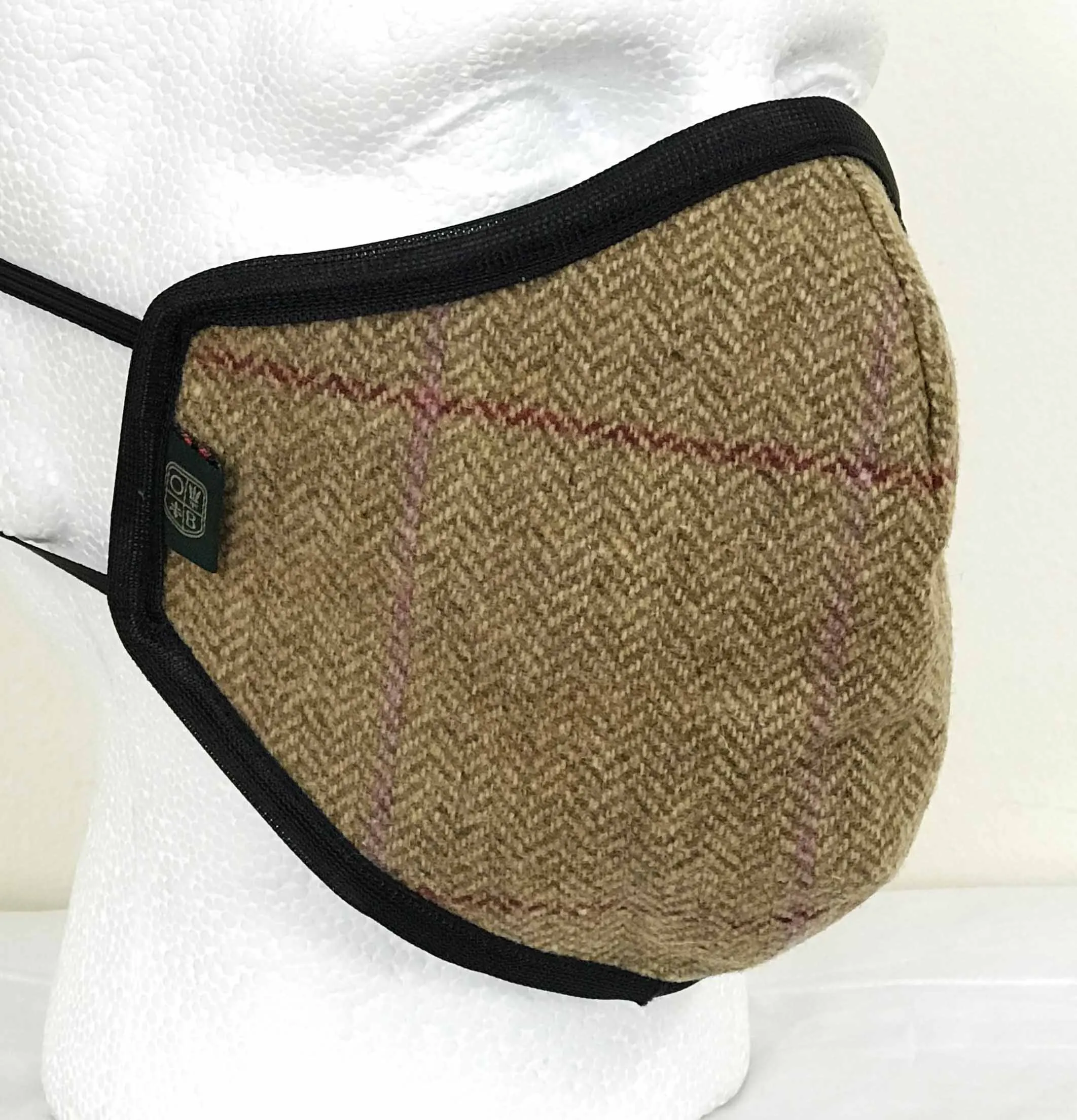 Oxford Blue Country Tweed Face Mask – Biscuit