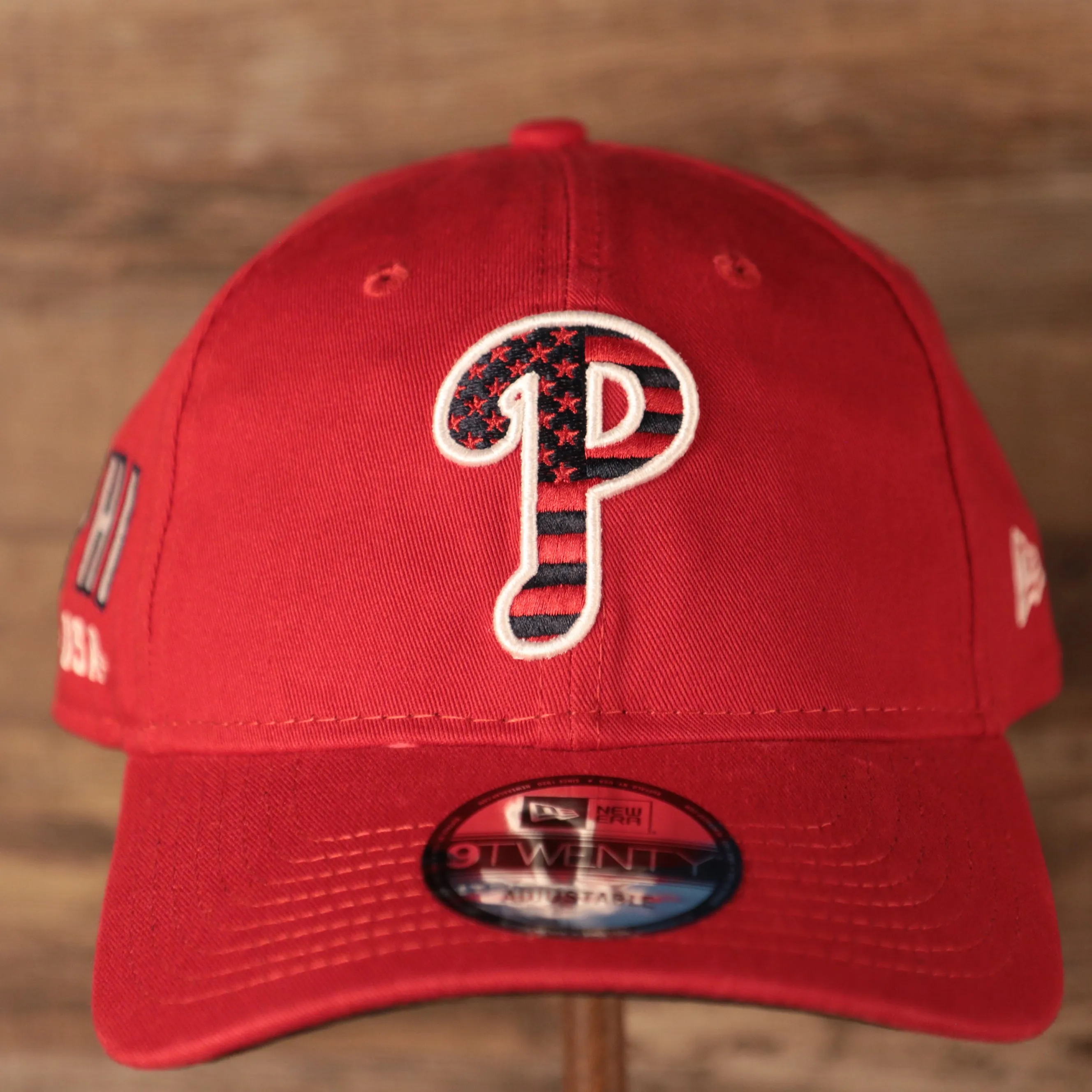 Philadelphia Phillies MLB 2021 Fourth of July 9twenty Dad Hat | Phillies 4th Of July On Field Red Baseball Cap