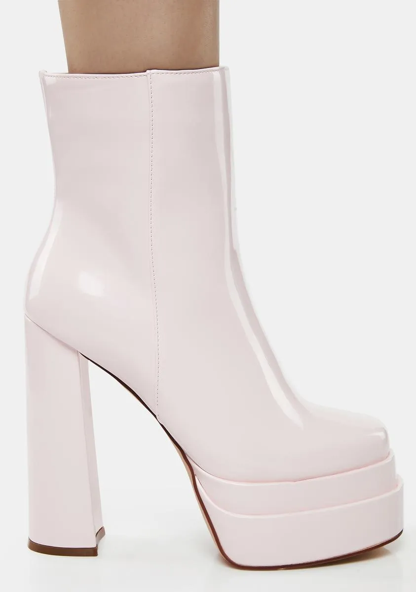 Pink Mateo Patent Platform Boots-