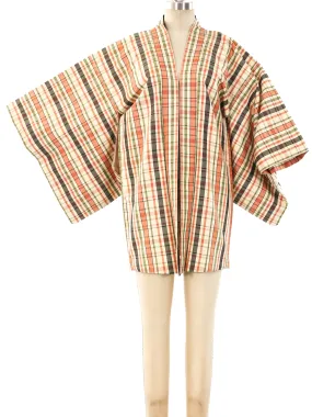 Plaid Silk Haori Kimono