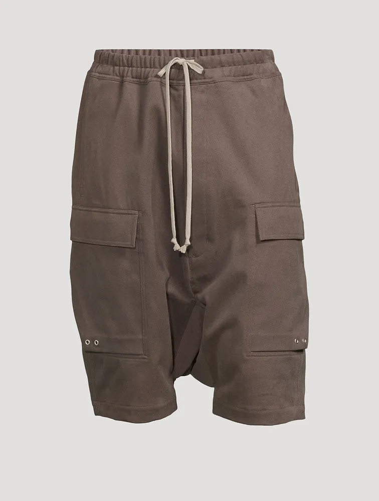 RICK OWENS Heavy Cotton Flannel Cargo Shorts