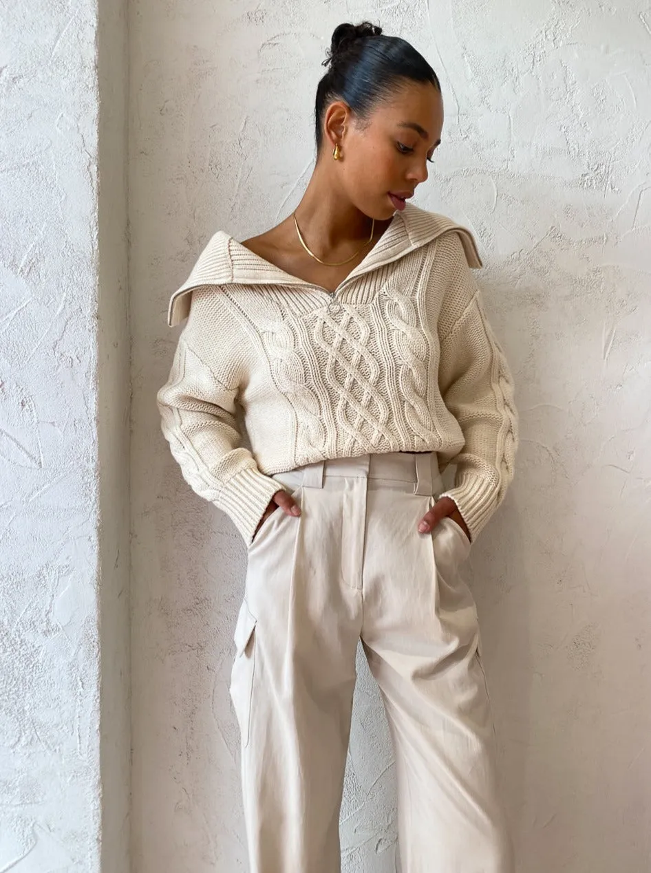 Shona Joy Sara Utility Relaxed Pant in Crema