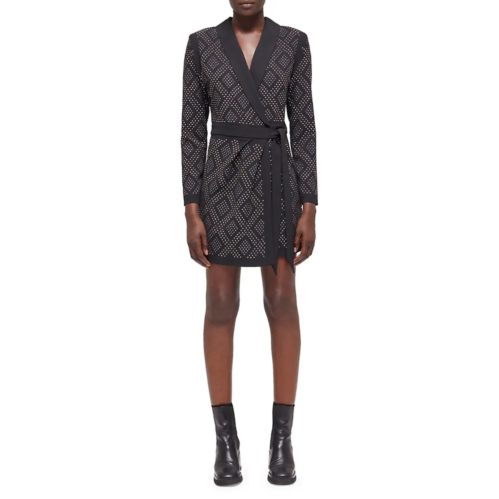 The Kooples Rhinestone-Embellished Wrap Mini Dress