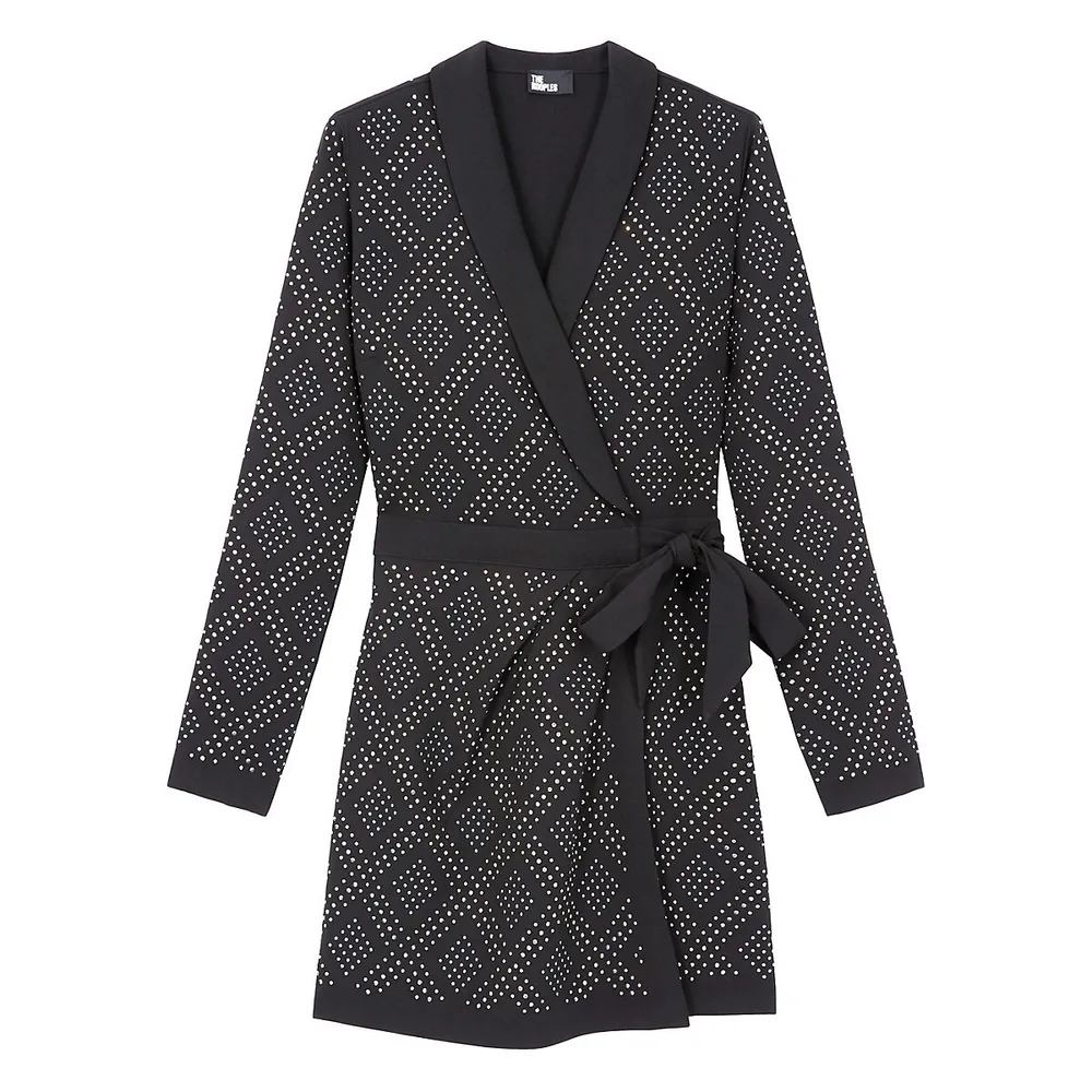 The Kooples Rhinestone-Embellished Wrap Mini Dress