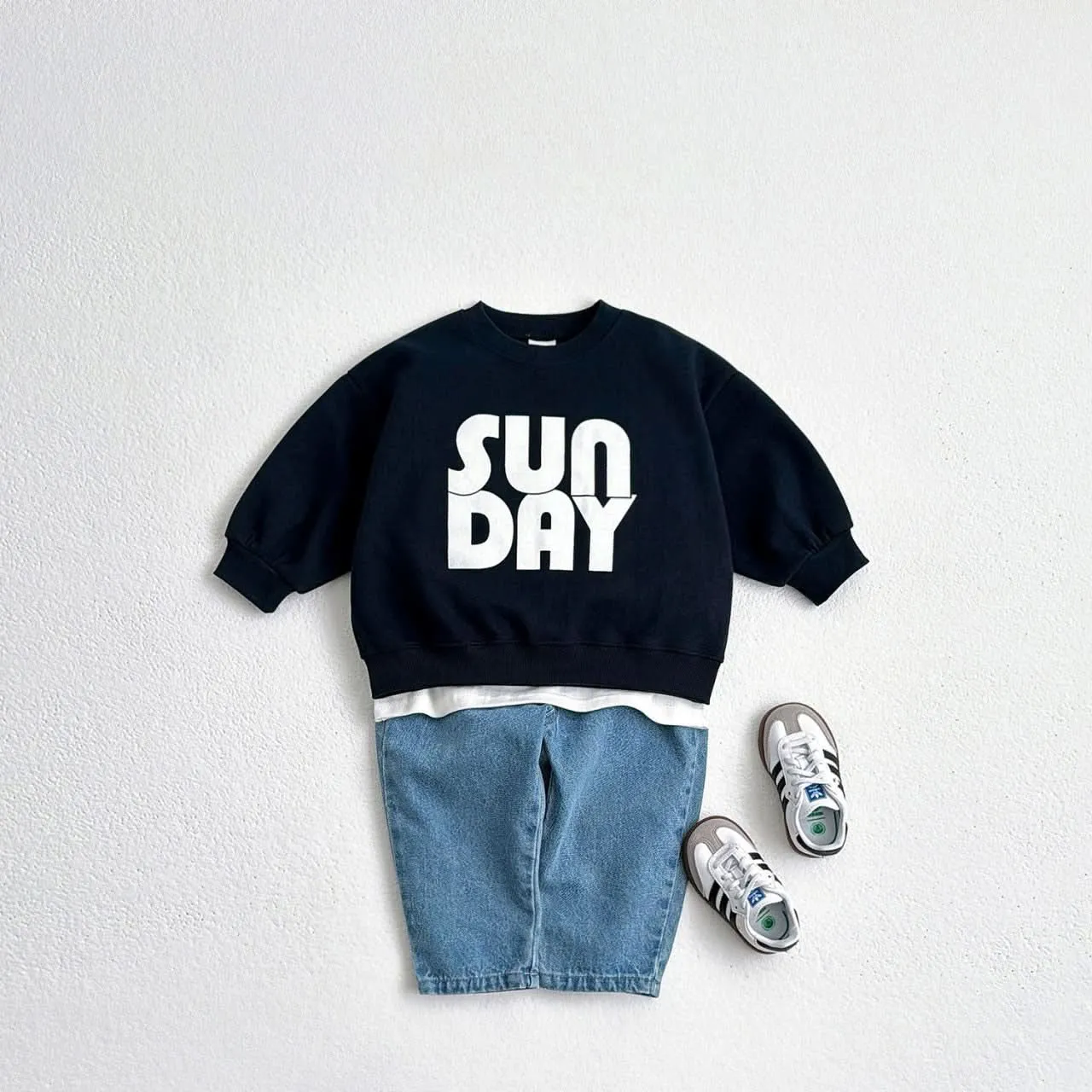 Toddler 'SUNDAY' Print Long Sleeve Sweatshirt (1-10y) - 3 Colors