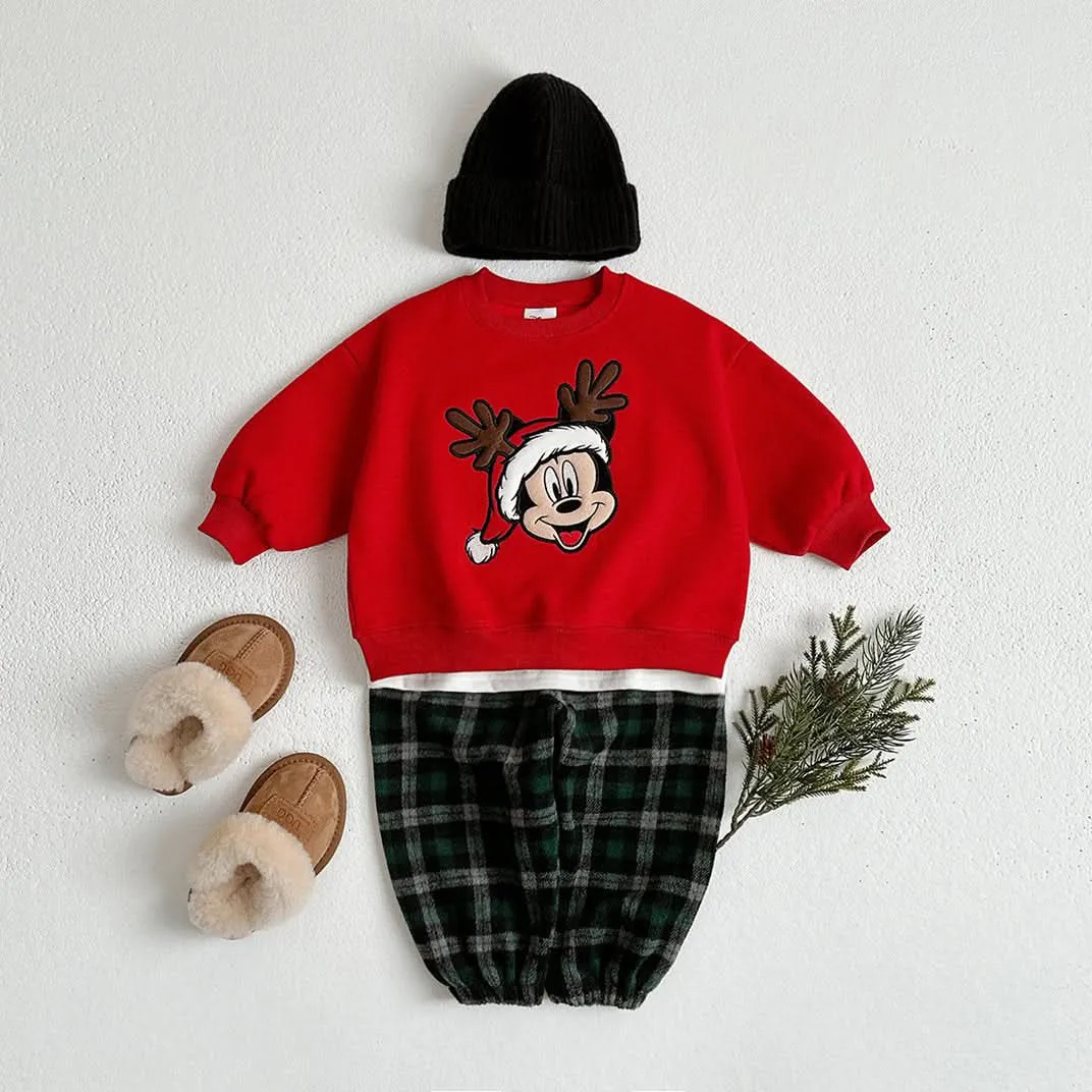 Toddler W24 Disney Embroidery Holiday Sweatshirt (1-10y) - 3 Colors