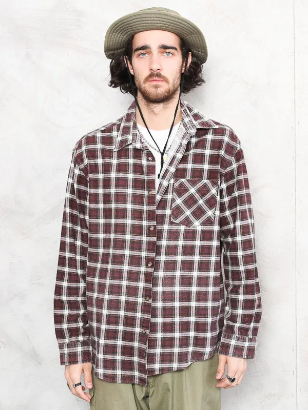 Vintage 90's Plaid Red Men Shirt