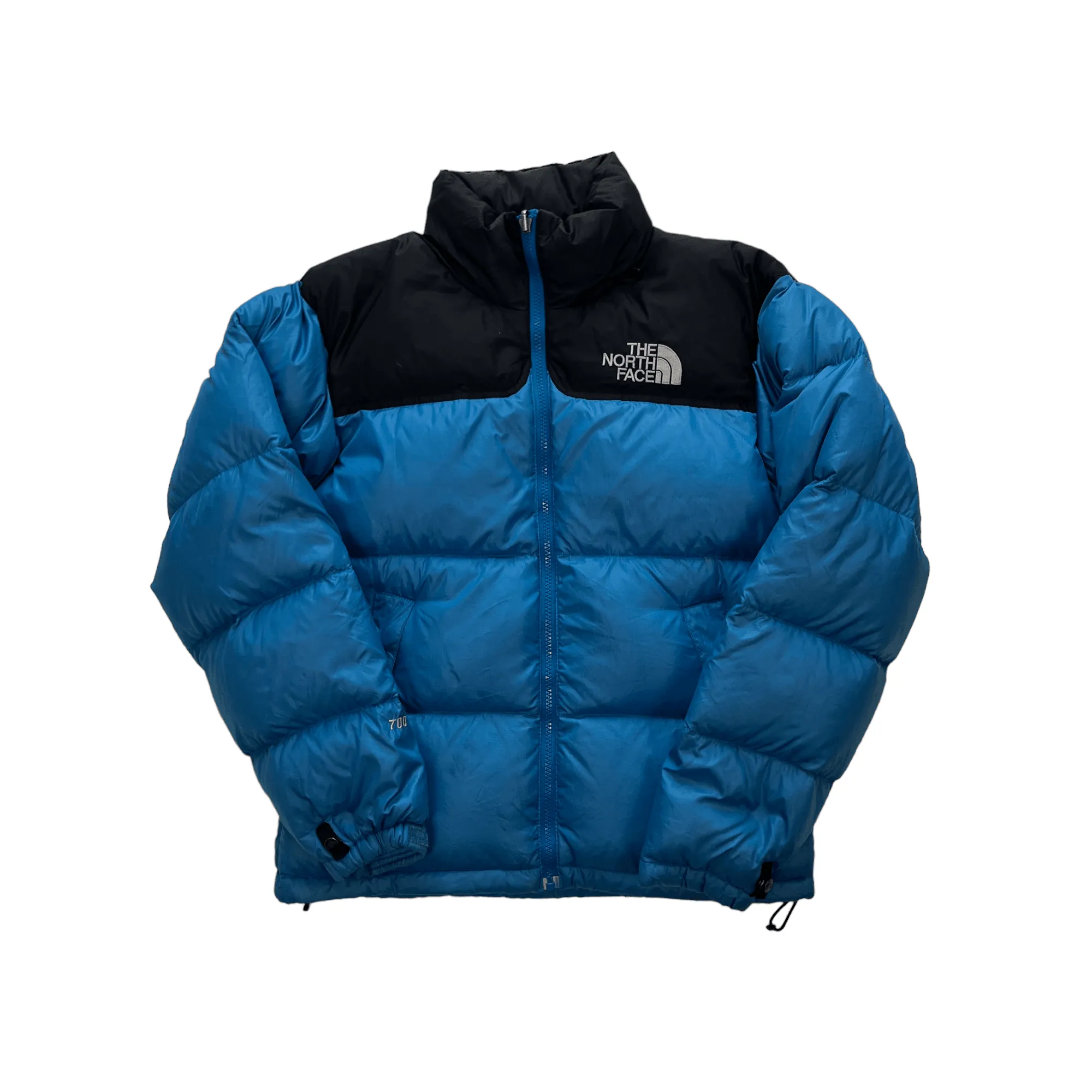 Vintage Blue + Black The North Face (TNF) Puffer Coat - Small