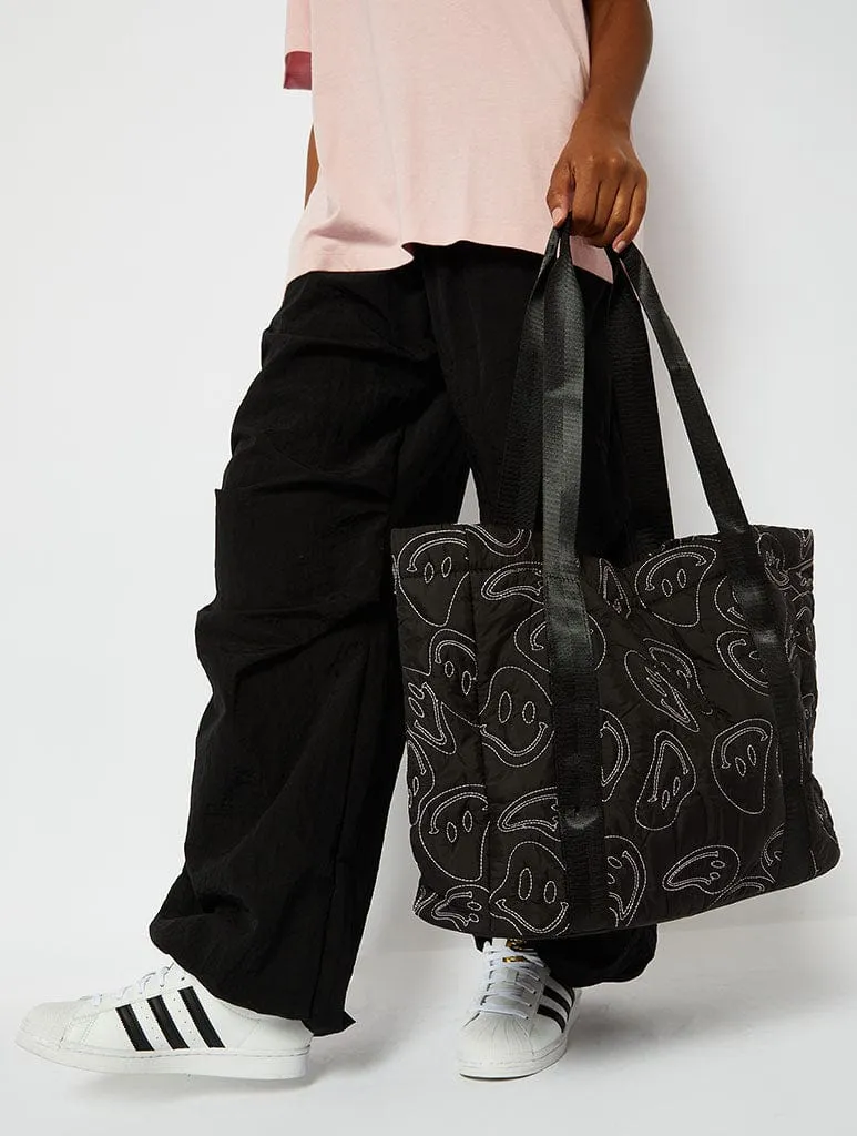 Warped Face Nylon Tote Bag